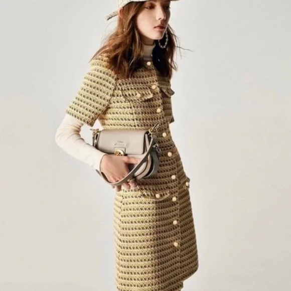 Maje Dresses & Skirts - Maje Yellow Tweed Mini Dress